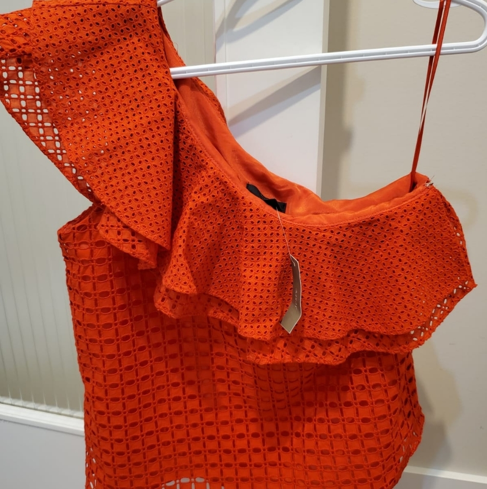 NWT J Crew one shoulder eyelet top